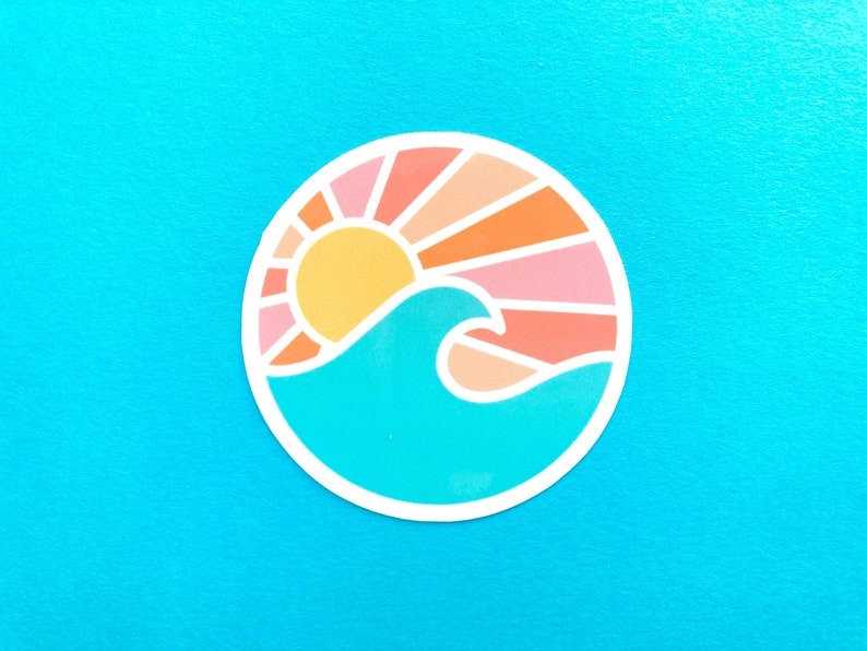 Ocean Wave Sunset Sticker image 1