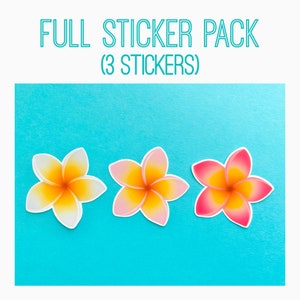 Plumeria Flower Stickers All 3 Stickers