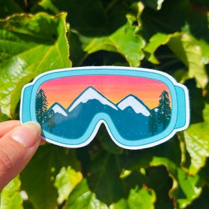 Mountains Sunset Ski Goggles Sticker - Snowboarding Skiing Waterproof Sticker