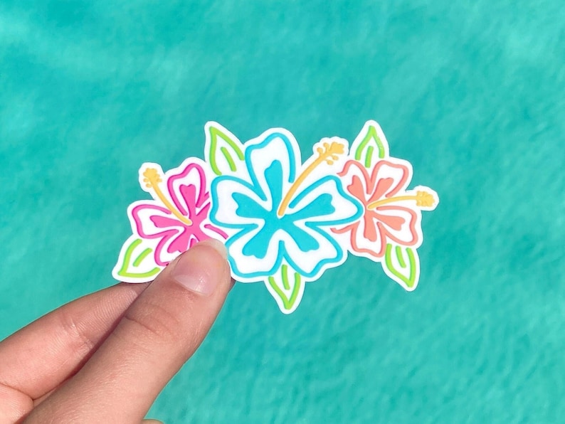 Triple Hibiscus Flowers Sticker image 1