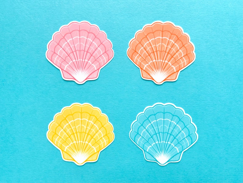 Shell Pattern Sticker Same Direction Blue Seashell Stickers - Etsy