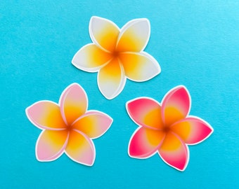 Plumeria Flower Stickers - Waterproof Gloss Hawaiian Flower Stickers