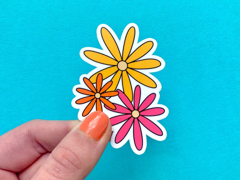 Triple Daisy Flowers Sticker image 1