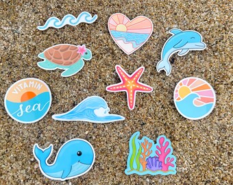 Ocean Sticker Pack - 10 Waterproof Stickers