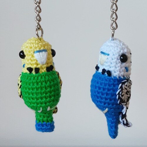 Mini Amigurumi Crochet Budgie Keyring / Keychain / Bag Charm Etsy