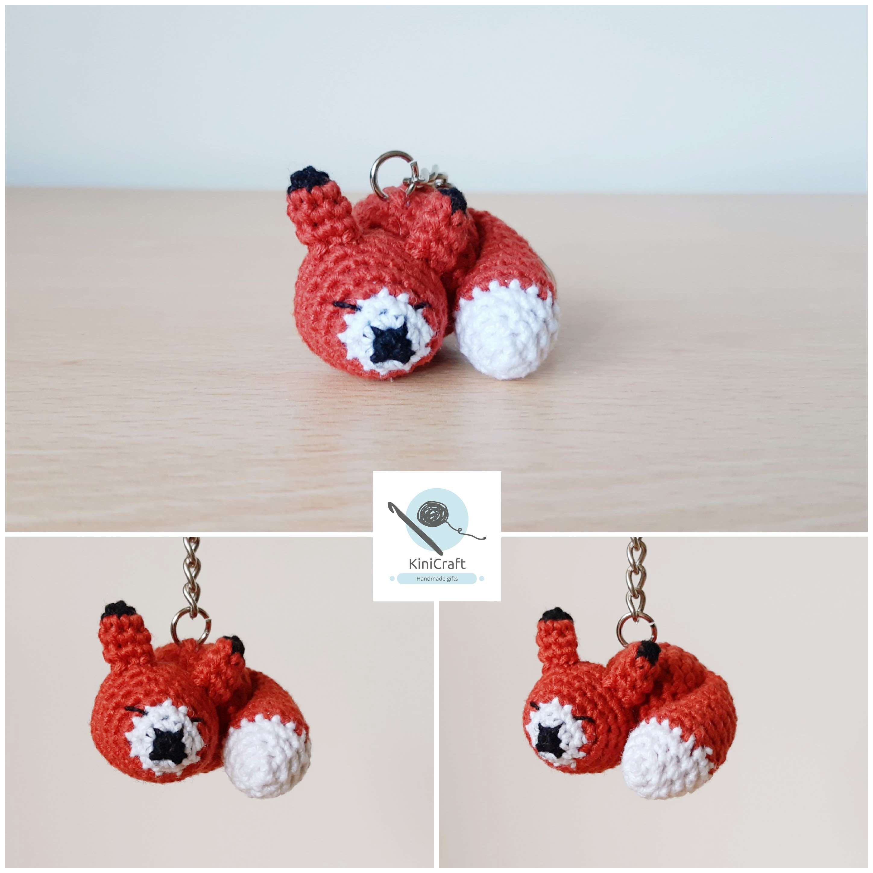 Mini Amigurumi Crochet Fox Keyring / Keychain / Bag charm Etsy 日本
