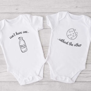 Can't Have One Without the Other, Milk and Cookies bodysuit, Twins Outfit, Baby Shower Gift, Personalized baby, funny baby, toddler shirt