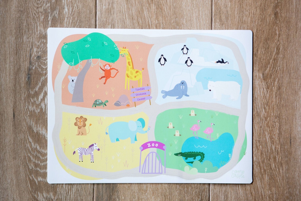 Mini Zoo Animals Play Mat // for kids Etsy