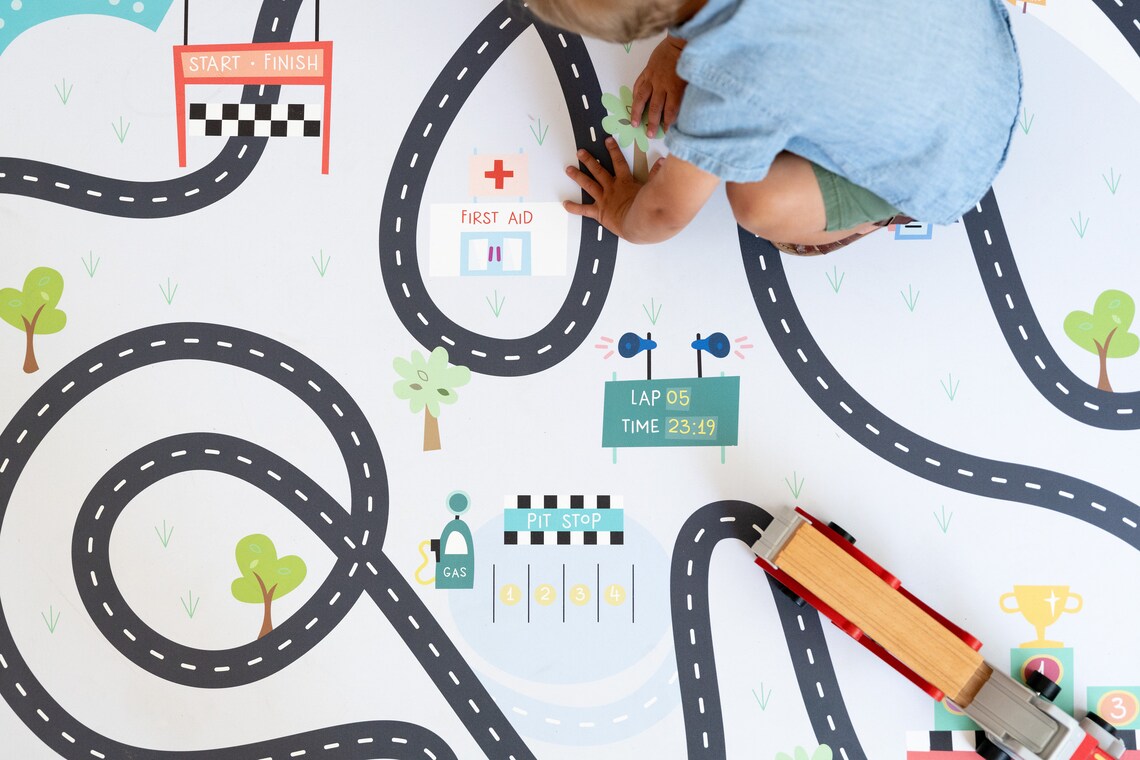 Race Track Play Mat for Kids // Original Floor Mat | Etsy