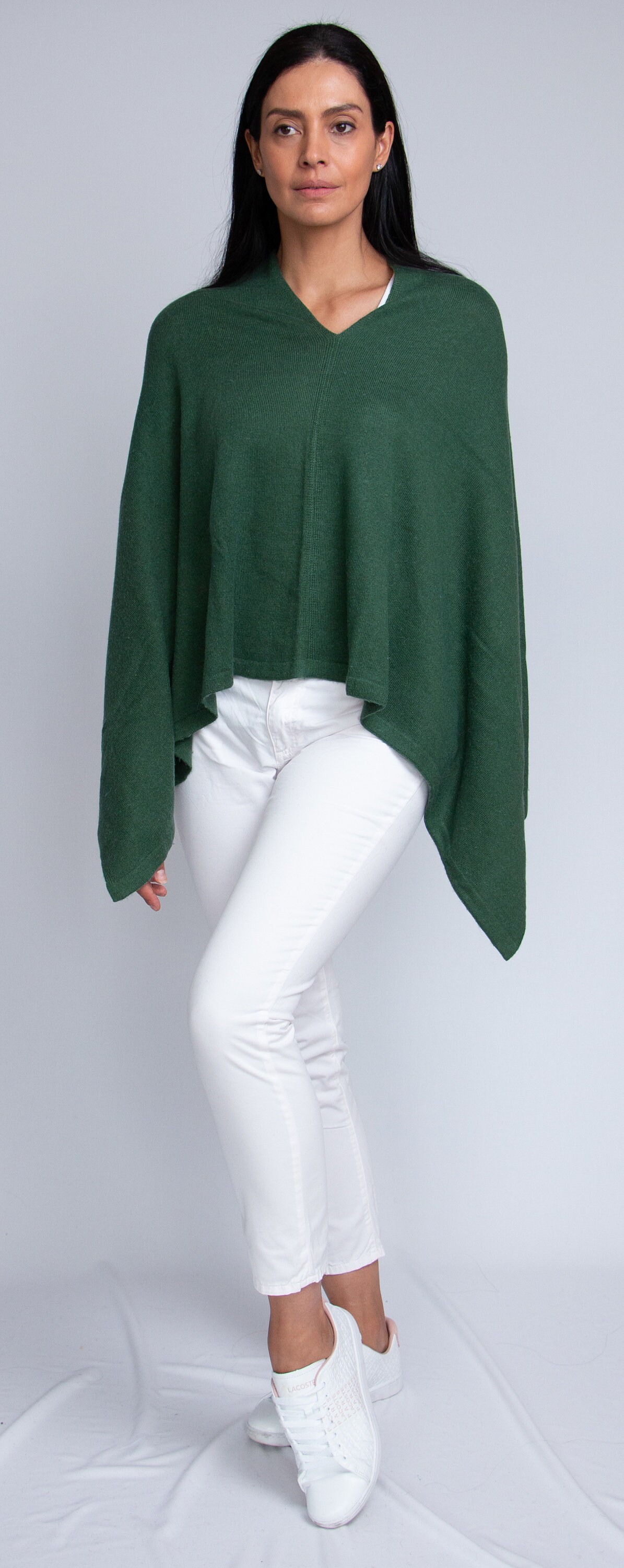 Olive green poncho sweater best sale