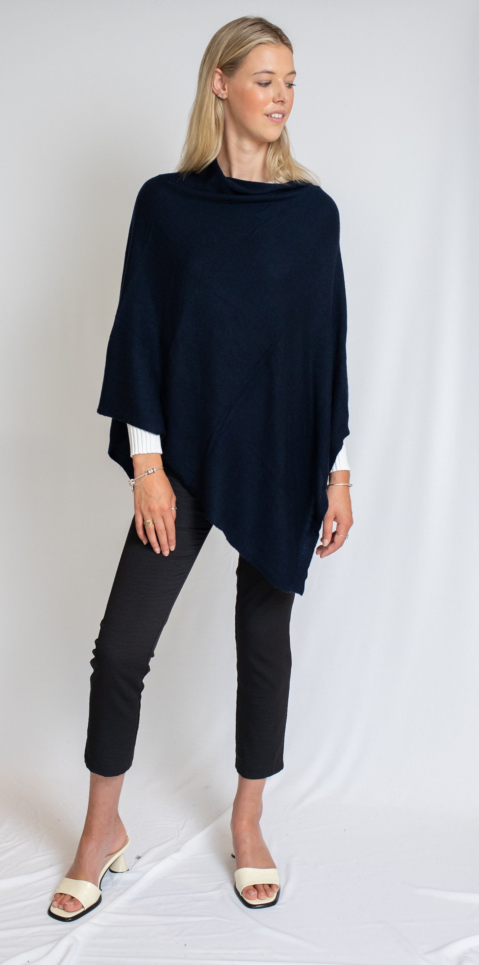 Cashmere Poncho Navy Blue Unisex Gift For Her Luxury Etsy