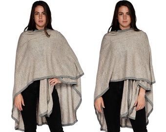 Taupe Beige Travel Cape Poncho Shawls & Wraps, Grey Brown Large Oversized Body Covering Long Scarves for Winter