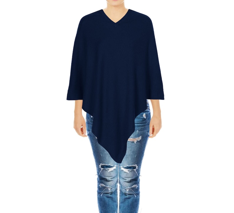 AlchemyStory Navy Cashmere Poncho