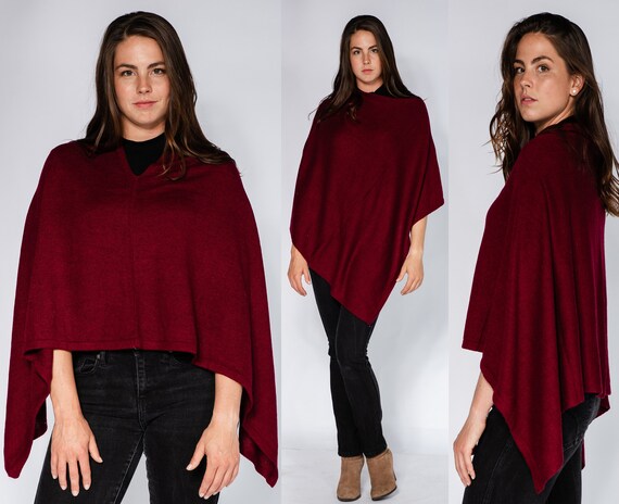 Maroon Cashmere Poncho Free Size Winter 