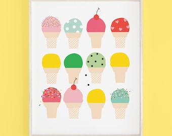 I Scream, You Scream - Kinderzimmer - Spielzimmer Kunst - Kinderzimmer - Eis Art Print - Sommer - Mädchen Kid Art Print - Art Print - Kid Wanddekor