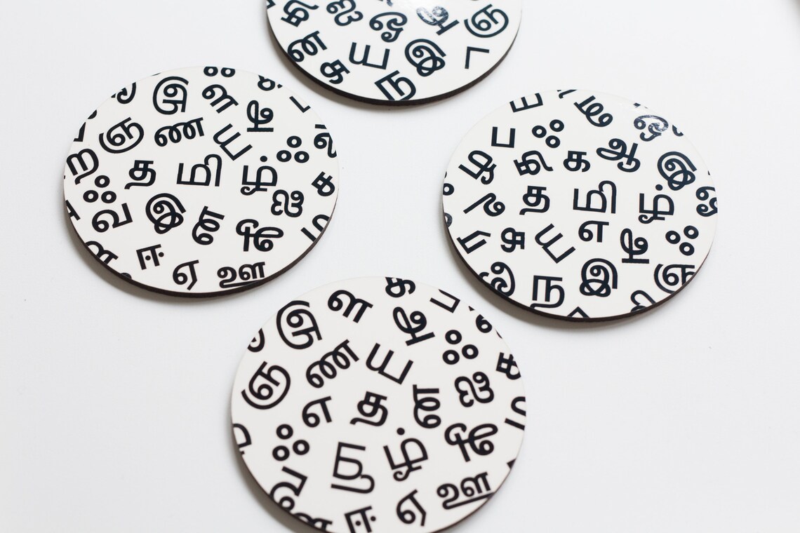 Ah Ahh Tamil Alphabet Handmade Cork Coasters Tamil Culture Etsy