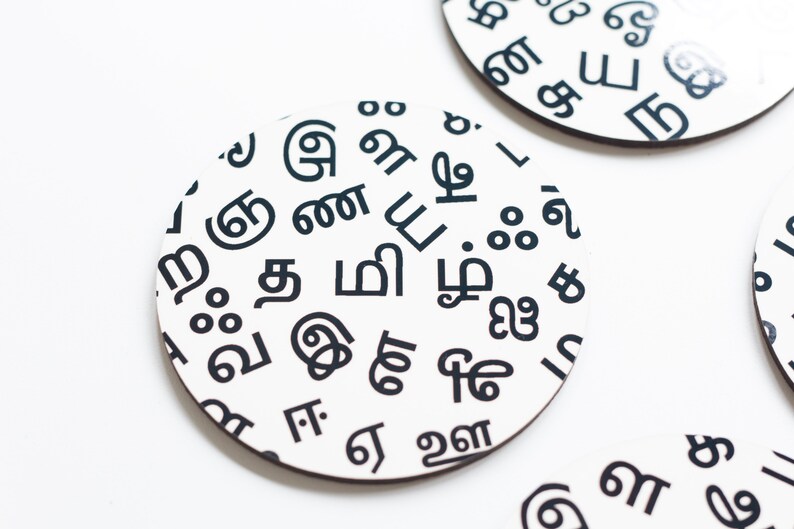 Ah Ahh Tamil Alphabet Handmade Cork Coasters Tamil Culture Etsy