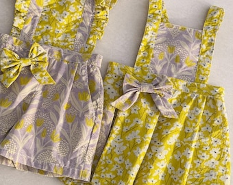 Conjunto a juego para hermanas, conjunto de verano para bebé niña, conjunto floral para gemelas, ropa de bebé hecha a mano, conjunto a juego para hermanas, conjunto para niña pequeña, baby shower