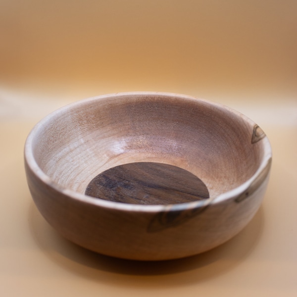 Handmade Wooden Bowl - Ambrosia Maple and Walnut 6"x6"x2"