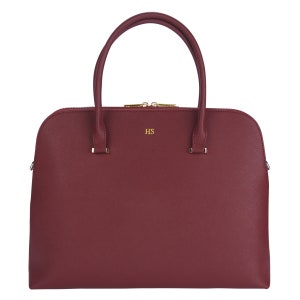 Laptop Bag Women, Womens Briefcase, Leather Laptop Bag Personalized, Valentine Gift For Wife, Monogram Computer Bag 13 & 14 Inch, Office Bag Burgundy