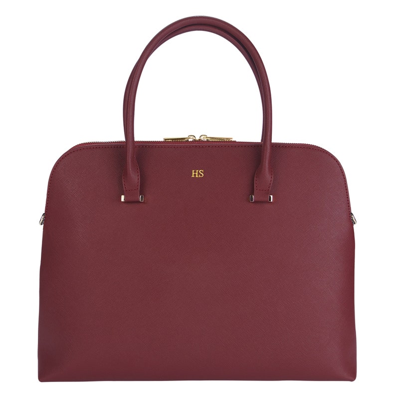 Burgundy personalised laptop bag