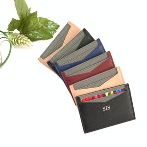 Tarjetero personalizado, Tarjetero de cuero, Billetera Saffiano, Tarjetero con monograma, Billetera delgada, Tarjetero personalizado, Regalo corporativo