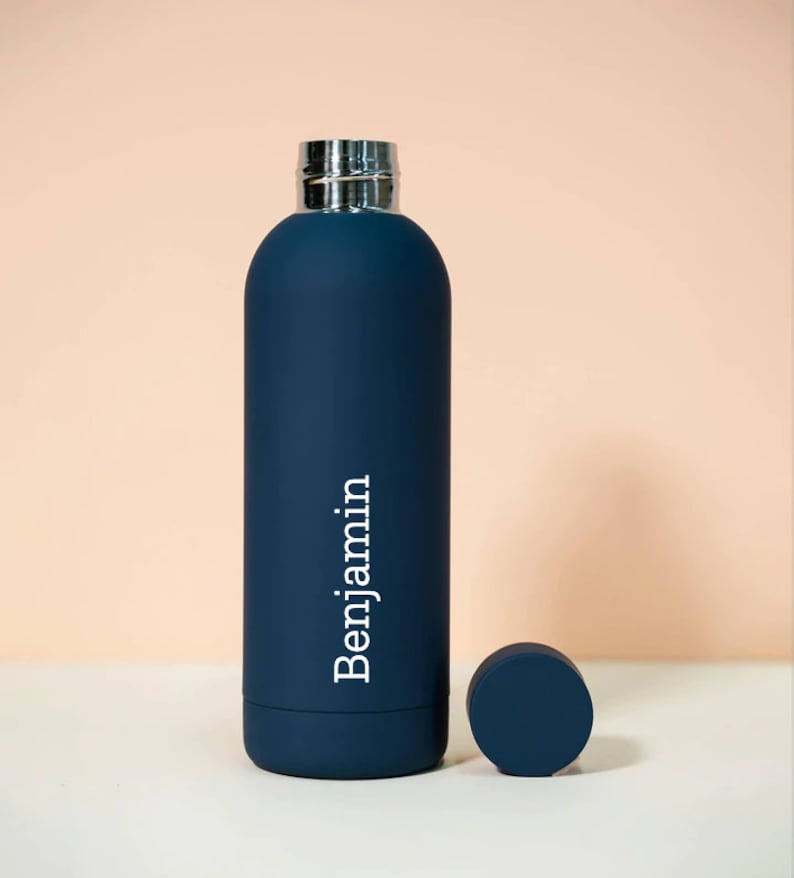 Personalised 500ml UV High Quality Printed Tumbler Custom Stainless Steel Water Bottle Navy