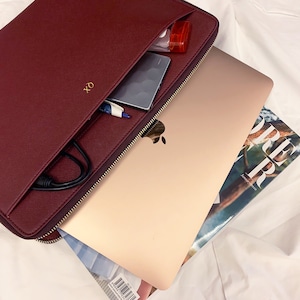 Housse pour ordinateur portable, sacoche pour ordinateur portable, sac pour ordinateur portable, cadeaux pour la Saint-Valentin pour elle, étui MacBook Air 13, housse en cuir pour ordinateur portable, housse pour ordinateur portable MacBook Pro image 1