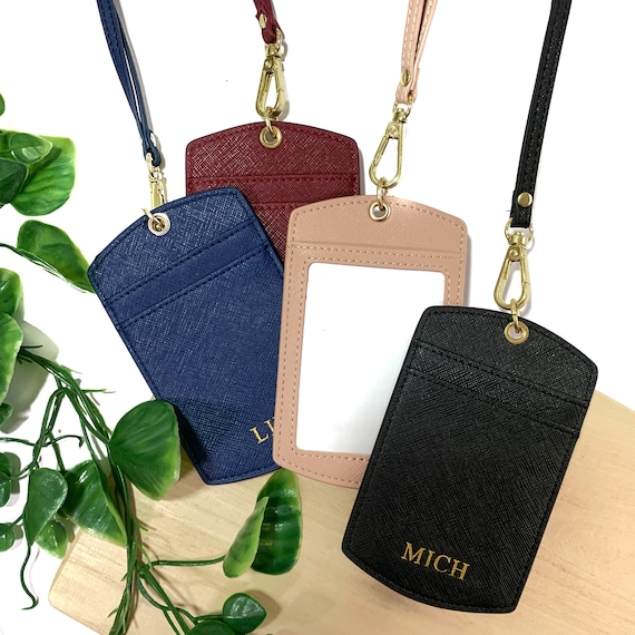 Personalized Microfiber Leather ID Card Holder Lanyard: Corporate Gift