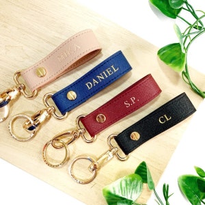 Saffiano Leather Key Chain, Initials Key Chain, Personalized Key Chain, Leather Key Ring, Leather Key Chain, Monogram Key Ring, Teacher Gift