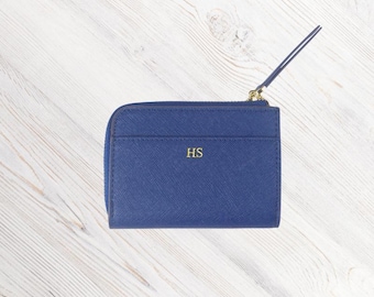 Cartera delgada con cremallera, cartera minimalista de cuero con cremallera, tarjetero compacto, monedero elegante y seguro, cartera unisex