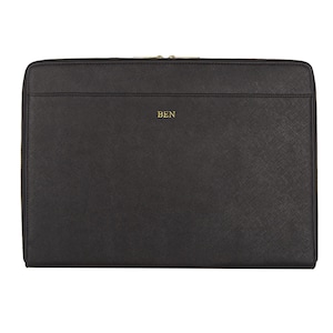 Laptophoes met monogram, leren dameslaptoptas 16 inch/aangepaste laptop Macbook Pro-hoes/valentijnscadeau voor haar/saffianoleer