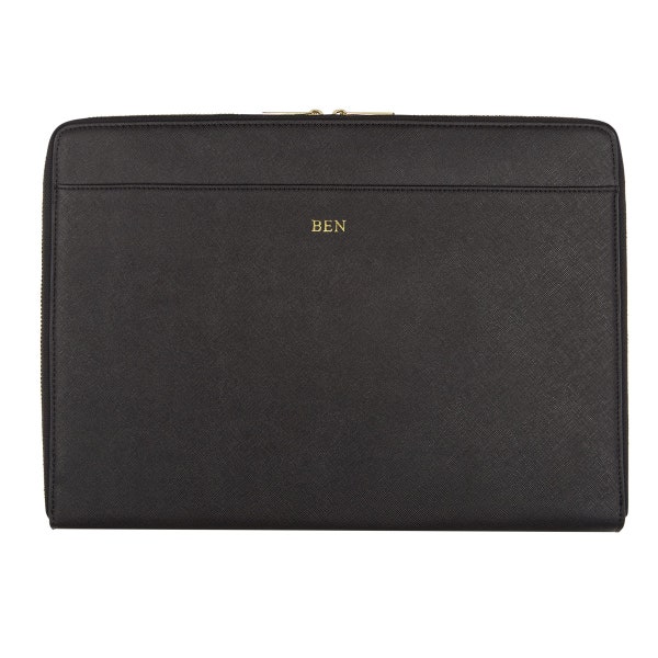 Housse pour ordinateur portable à monogramme, sacoche pour ordinateur portable en cuir pour femme 16 pouces/étui personnalisé pour ordinateur portable Macbook Pro/cadeau Saint-Valentin pour elle/cuir Saffiano