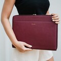 Personalized 16-inch Vegan Leather Laptop Sleeve with Gold Zipper product logo