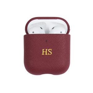 AirPods Pro 2 Case, Leather AirPod Pro Case, Unique Electronics Cases, Personalized AirPod 3 Case, Valentine Gift, Monogram AirPod Case AirPod Gen 1/2-Burg