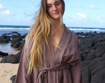 Dewa Linen Kimono in cacao