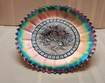 Plato de flor de viento de vidrio de carnaval Dugan de 9"