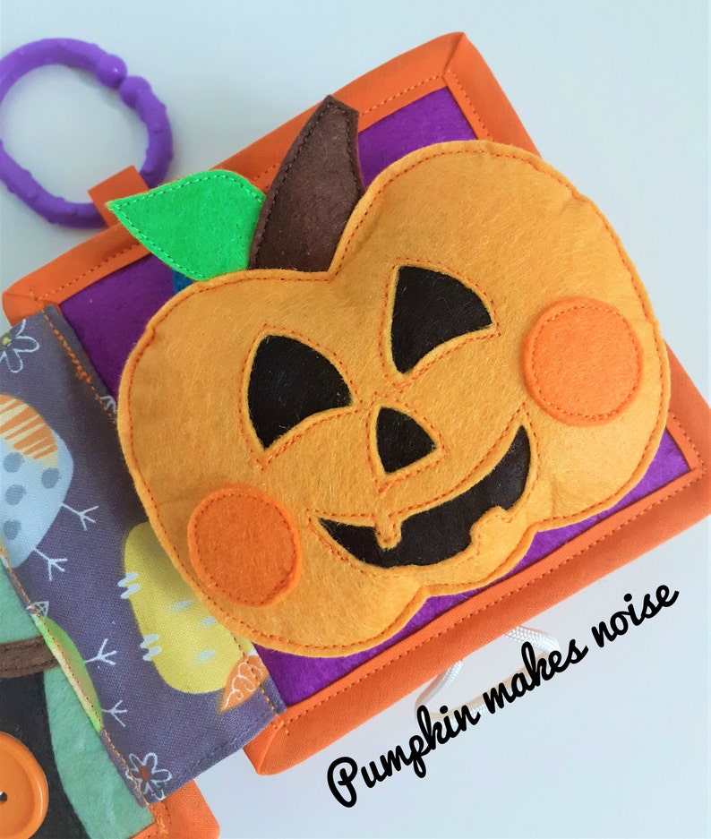 Halloween quiet book for toddler. First Halloween baby book with Halloween baby activity. Halloween felt book with infant stimulation image 6