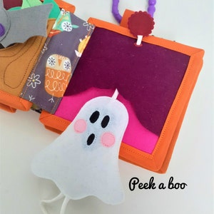 Halloween quiet book for toddler. First Halloween baby book with Halloween baby activity. Halloween felt book with infant stimulation image 8