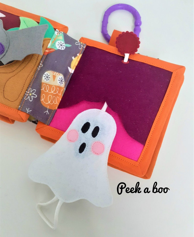 Halloween quiet book for toddler. First Halloween baby book with Halloween baby activity. Halloween felt book with infant stimulation image 8