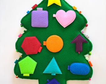 Felt Tree for Toddlers – Shape & Color Learning Activity, Montessori Busy Board Toy for Fine Motor Skills and Early Education.