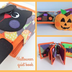 Halloween quiet book for toddler. First Halloween baby book with Halloween baby activity. Halloween felt book with infant stimulation image 1