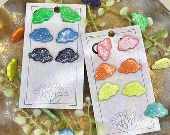 Lot de 3 clous Stella | Boucle d'oreille en pâte polymère | Boucles d'oreilles faites à la main | Bijoux faits à la main | Boucles d'oreilles légères | Boucles d'oreilles hypoallergéniques