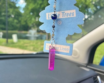 Encanto de coche de cristal de cuarzo púrpura / Accesorio de espejo retrovisor / Compañero de espejo de coche / Decoración de coche hippie / Accesorio interior del vehículo