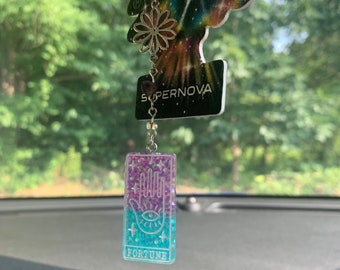 Fortune Tarot Card Car Charm | Rearview Mirror Accessory | Car Mirror Companion | Hippie Car Decoration | Vehicle Interior Accessory