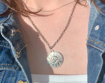 Zodiac Token Necklace | Sterling Silver Jewelry | Alternative Astrology Accessories | Zodiac Sun Necklace Pendant