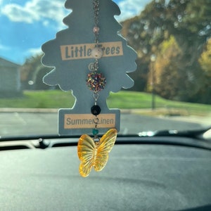 Nancy | Butterfly Car Charm | Rearview Mirror Accessory | Car Mirror Companion | Car Decoration | Vehicle Interior Accessory