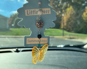 Nancy | Butterfly Car Charm | Rearview Mirror Accessory | Car Mirror Companion | Car Decoration | Vehicle Interior Accessory