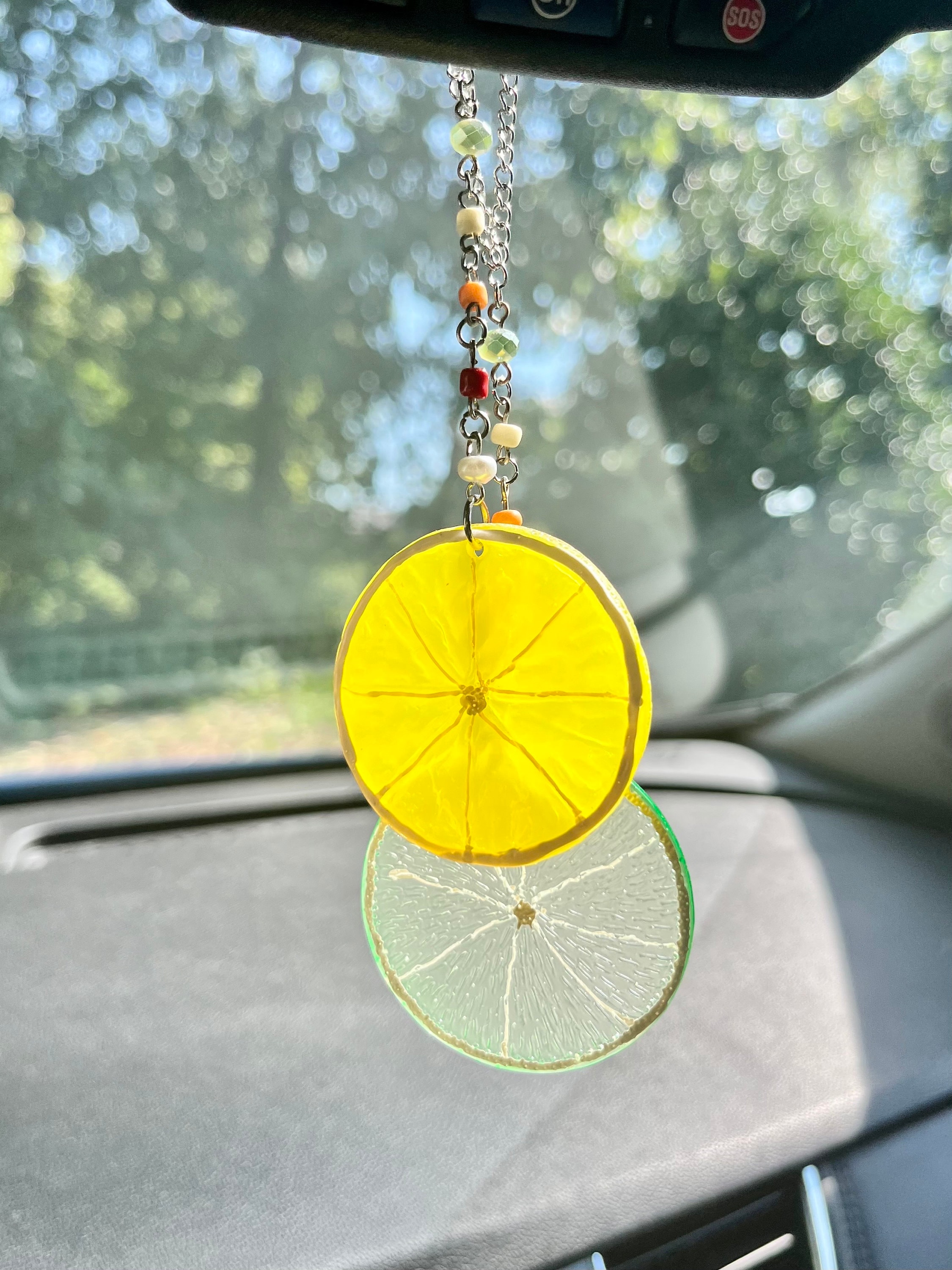 Zitrone und Limette Fruchtscheibe Auto Anhänger Rückspiegel