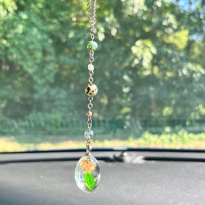 Blissful | Glass Dried Flower Car Charm | Rearview Mirror Accessory | Car Mirror Companion | Car Decoration | Vehicle Interior Accessory